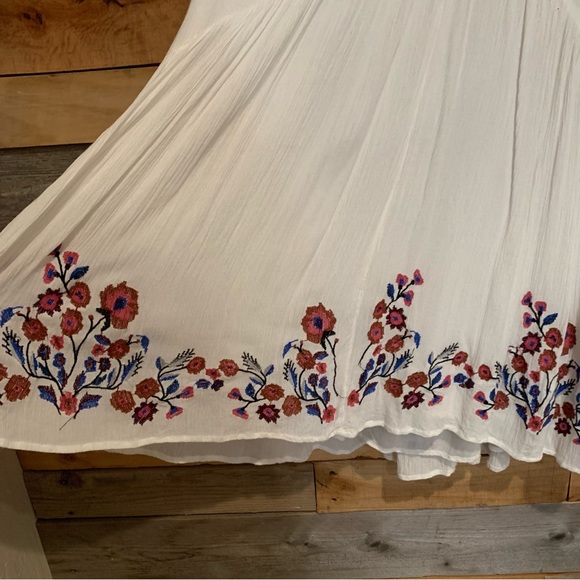 Free People Te Amo Embroidered Bell Sleeve Boho Babydoll Mini Dress White Sz XS - Picture 7 of 14